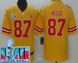 Men's Kansas City Chiefs #87 Travis Kelce Limited Yellow Inverted Super Bowl LVII Vapor Jersey,We sell and wholesale Men's Kansas City Chiefs #87 Travis Kelce Limited Yellow Inverted Super Bowl LVII Vapor Jersey on line form chian!